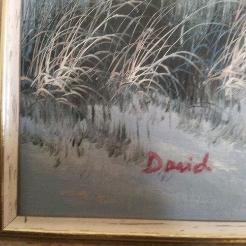 Silk screen printing framed artwork like new, size 0.73x0.63
