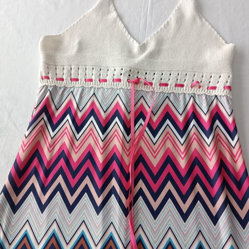 Be You maxi dress like new, colorful zig zag halter knit bust