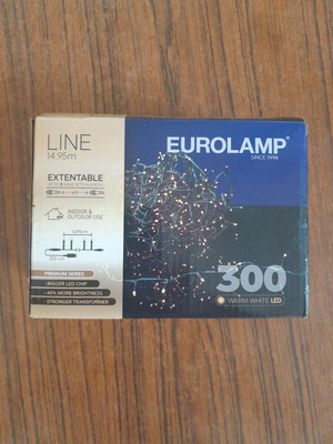 Χριστουγεννιατικα λαμπάκια Eurolamp Led 300 τεμάχια, 15 μέτρα, καινούργια