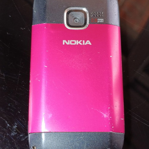 Nokia C3-00 used, pink mobile phone with QWERTY keyboard