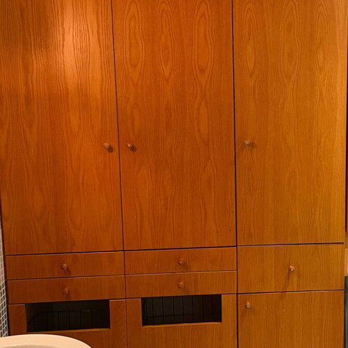 Bathroom cabinets with shelves and drawers, veneer