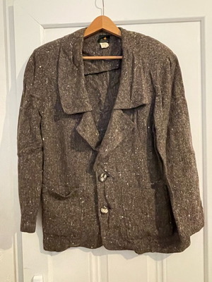 Liz Claiborne original vintage 80s boucle tweed jacket S μεταχειρισμένο, καφέ