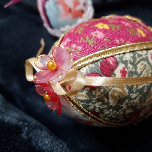 Set of 3 handmade Easter eggs printed fabric like new