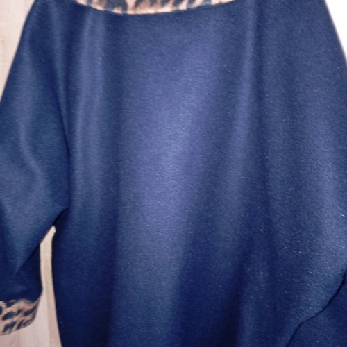 Coat jacket like new, blue with leopard print collar and cuffs