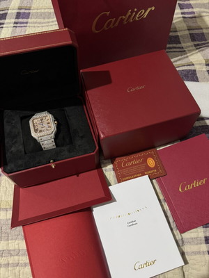 Cartier Santos iced out watch with Moissanite stones, 40mm unisex