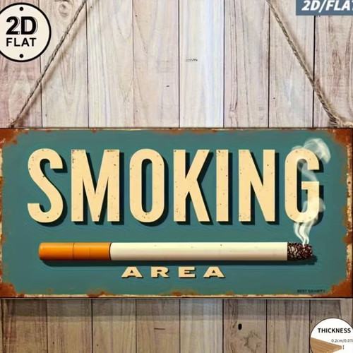 Wooden Smoking Area Sign 20×10 cm new