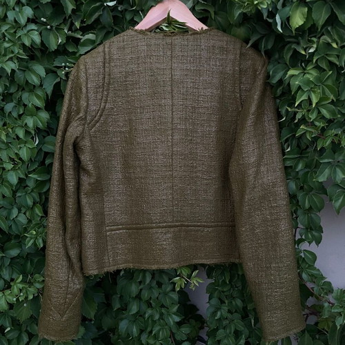 MSGM Archive Resin-Coated Tweed Jacket Olive Khaki like new
