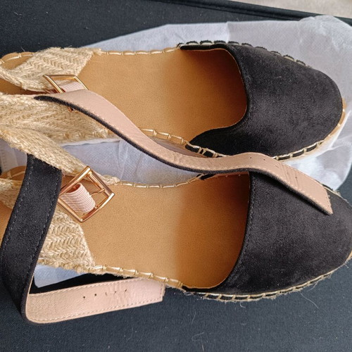 Espadrilles new black suede size 37 with strap