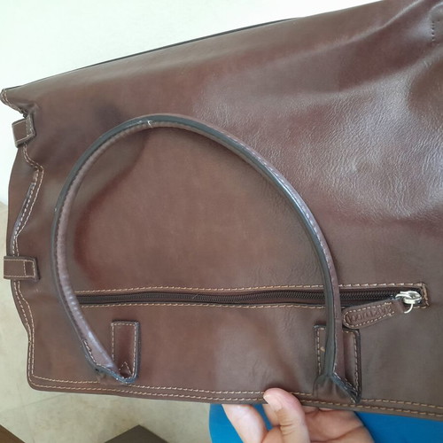 Bartuggi leather shoulder bag large used, brown