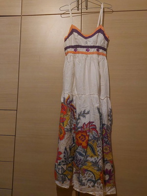 Long white dress with colorful pattern like new