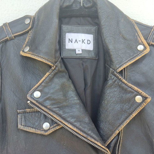 Na-Kd leather biker jacket black like new, size 36