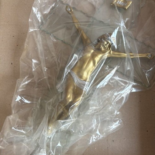 Glass cross new with Jesus figure
