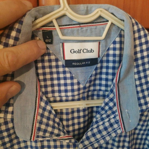 Men's shirt like new, size L, white and blue