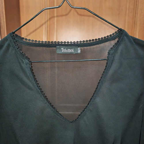 Toi&Moi transparent long-sleeve top like new, black, size L