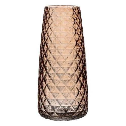 Decorative glass vase Caramel new, embossed diamonds Ø10x21cm