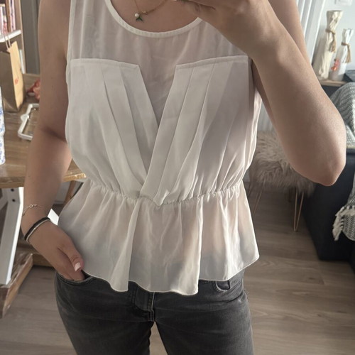 T-shirt with Sheer Panels used, size L, white