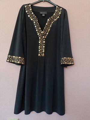 Inc International Concepts black dress tunic L-XL new with rhinestones