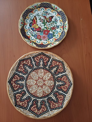 Set of 2 Collectible Handmade Wall Plates with 24K Gold