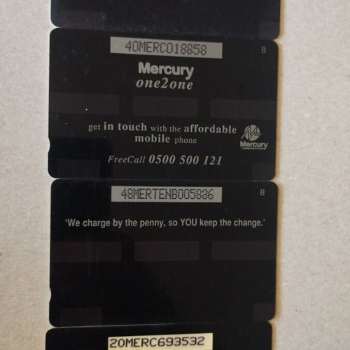Mercury phone cards used, pack of 4 from Great Britain
