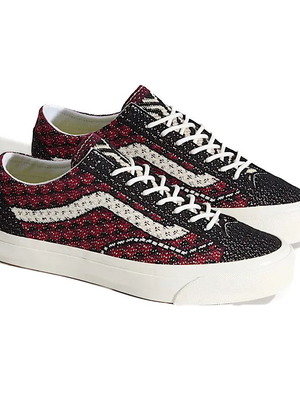 Vans Engineered Knit Premium Old Skool Shoe Geo Check Bordeaux Red size 43 new