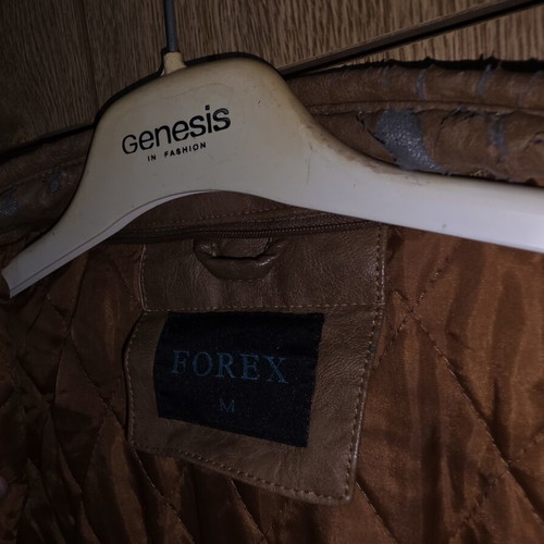 Forex men's faux leather jacket brown size M used with minor collar flaws