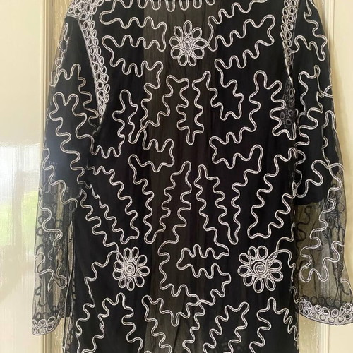 Black transparent kimono cardigan with embroidery XL new