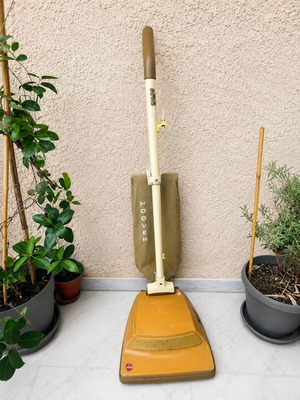 Vintage Hoover Upright Vacuum Cleaner used with accessories