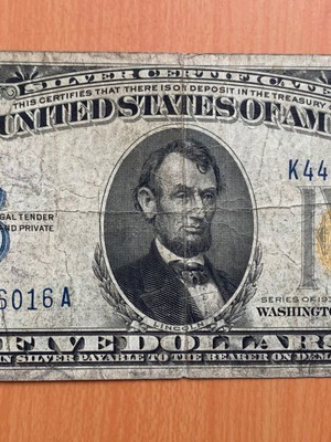 $5 Silver Certificate 1934A Βόρεια Αφρική μεταχειρισμένο, σε fine κατάσταση