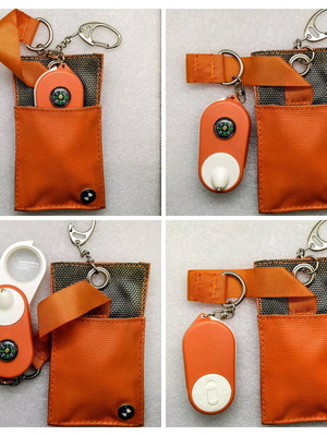 Orange BMW keychain with compass, magnifier, led and key case new