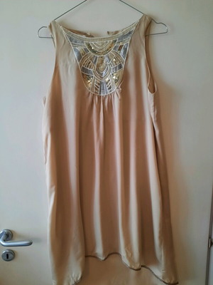 Promod dress short sleeveless with embroidered bust size 40 new beige