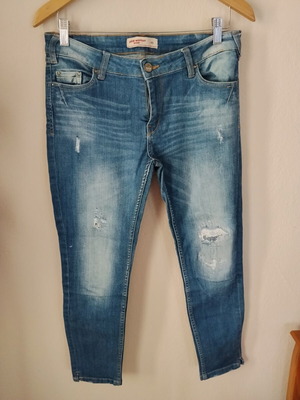 Pink Woman jeans with rips, like new, size L 40 12, blue