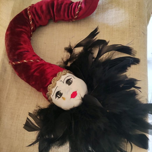 Handmade ceramic masks used, purchased from Italy
