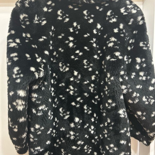 Women's coat used, black with white spots faux fur by Alex