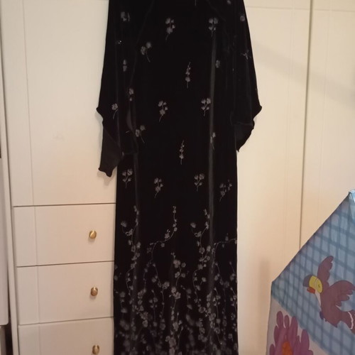 Vintage velvet maxi dress with matching shawl, used, size S