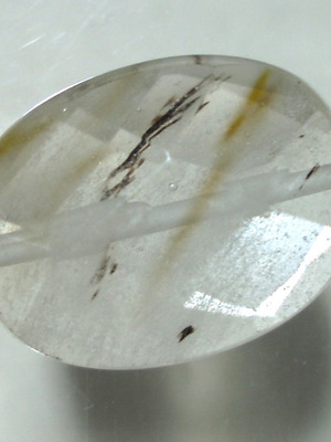 Quartz mineral with oxide inclusions like new