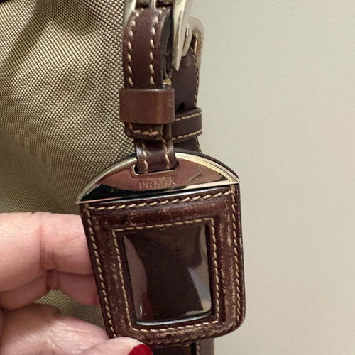 Prada Milano jacquard canvas crossbody bag like new, beige silver