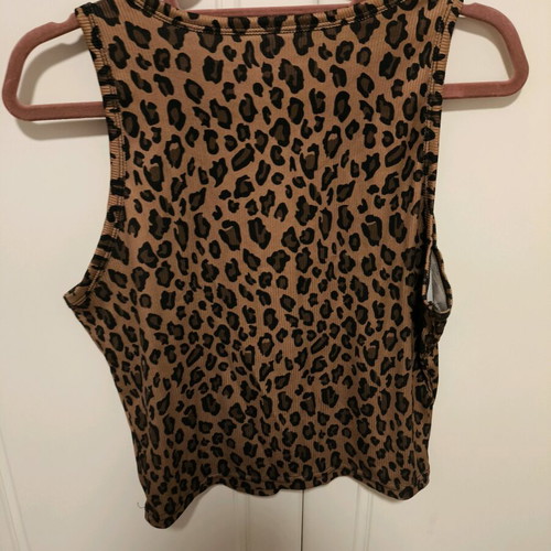 Leopard sleeveless top size L new brown