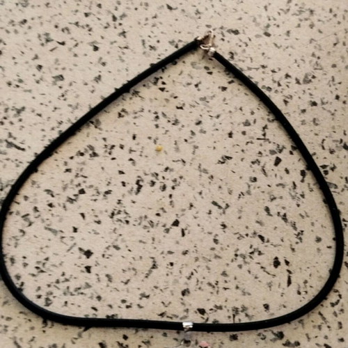 Pendant with enamel and K18 gold on rubber cord like new, steel