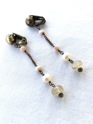 Vintage Donatella Pellini Milano Clip Earrings with Pearls like new