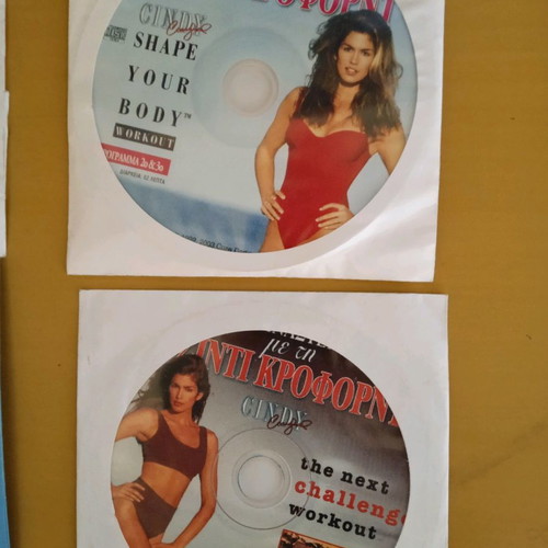 Vintage DVD set of 6 Eleni Petroulaki and Cindy Crawford fitness, massage used