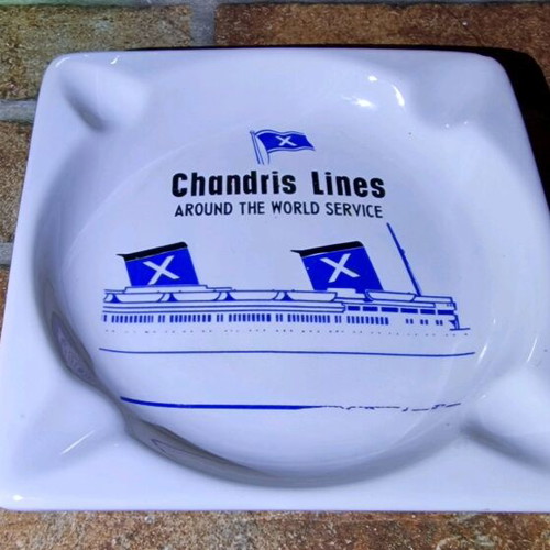 Migrant Ship ashtray used, ceramic, large