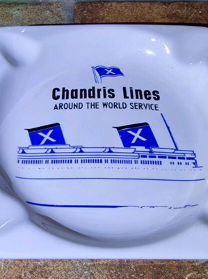 Migrant Ship ashtray used, ceramic, large