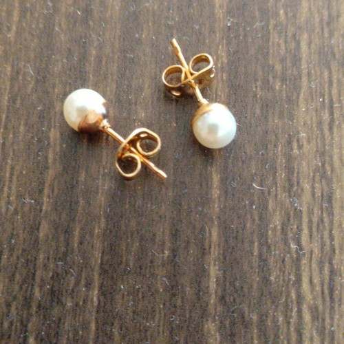 Stud earrings with pearl gold-plated 925 silver new
