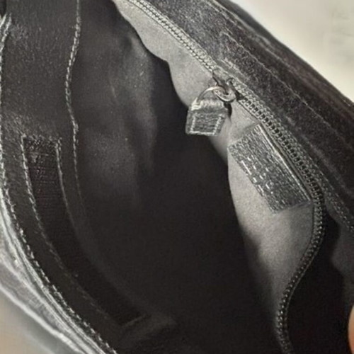 Gucci Vintage Black GG Monogram Flat Messenger Bag like new