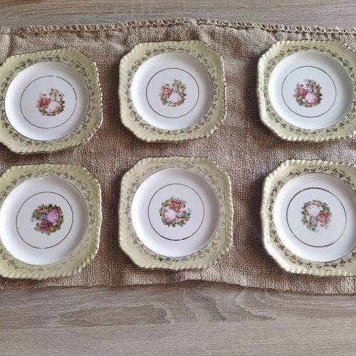 Jonson Bros England vintage set of 6 Fragonard plates like new
