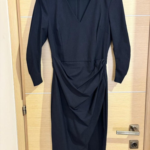 Zara office dress below the knee with 3/4 sleeve like new, blue