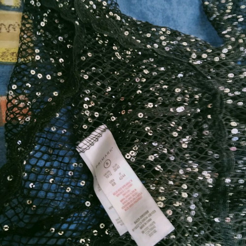 Primark black net dress with sequins like new, size S