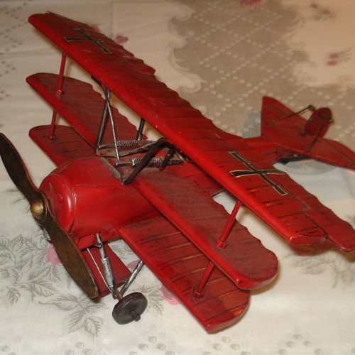 Vintage Metal Decorative Triplane "Red Baron" Fokker Dr.I | Handmade World War I Model