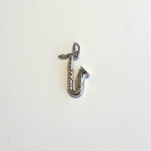 3d silver saxophone pendant new, minimal charm