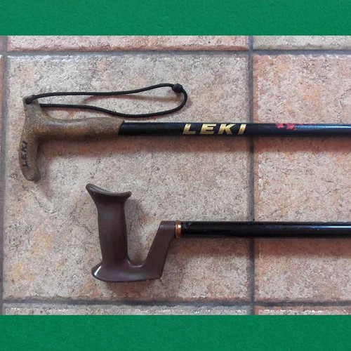 Adjustable walking sticks used, set of 2, lengths 95 & 85 cm